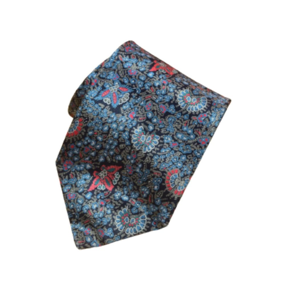 $450 BRIONI Rare Handmade Satin paisley Navy Blue Silk Tie / Pocket Square Set - Picture 6 of 16